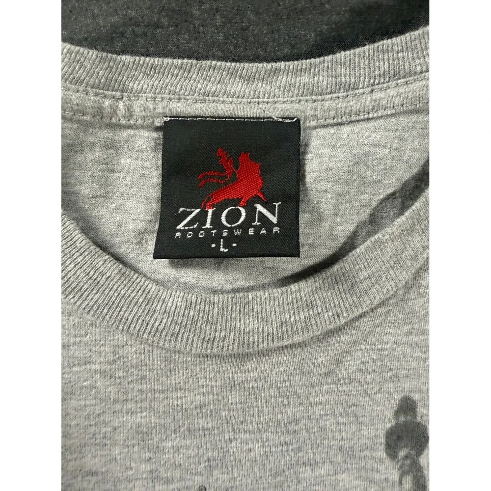 Zion Rootswear John Lennon Imagine Peace Statue of Liberty Gray Graphic Tee L